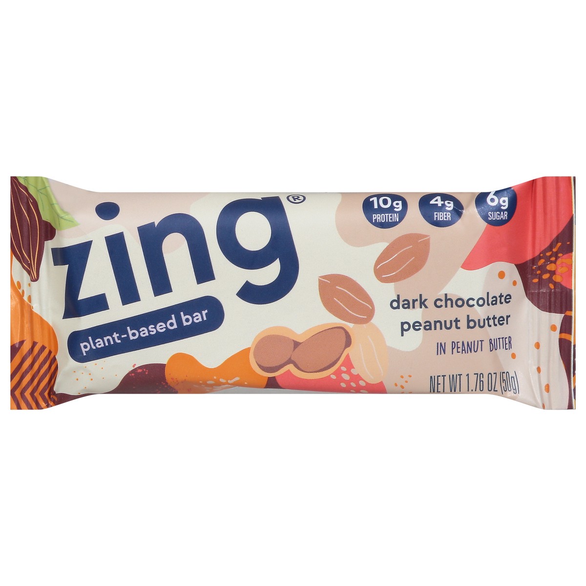 slide 1 of 1, Zing Dark Chocolate Peanut Butter Plant-Based Bar 1.76 oz, 1.76 oz