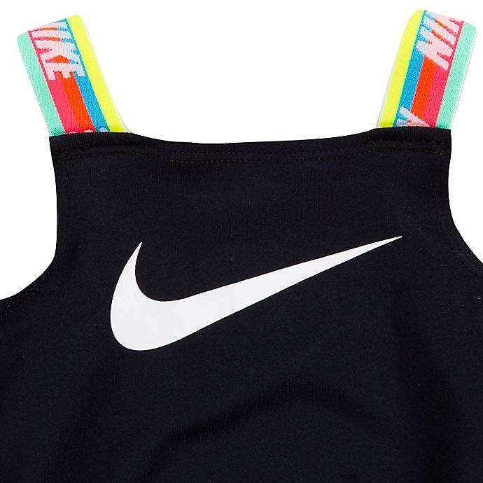 slide 3 of 5, Nike Girl Newborn Rainbow Strap Bubble Romper - Black, 1 ct