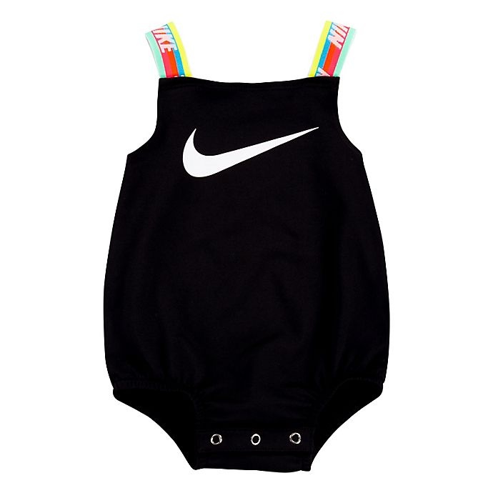 slide 1 of 5, Nike Girl Newborn Rainbow Strap Bubble Romper - Black, 1 ct