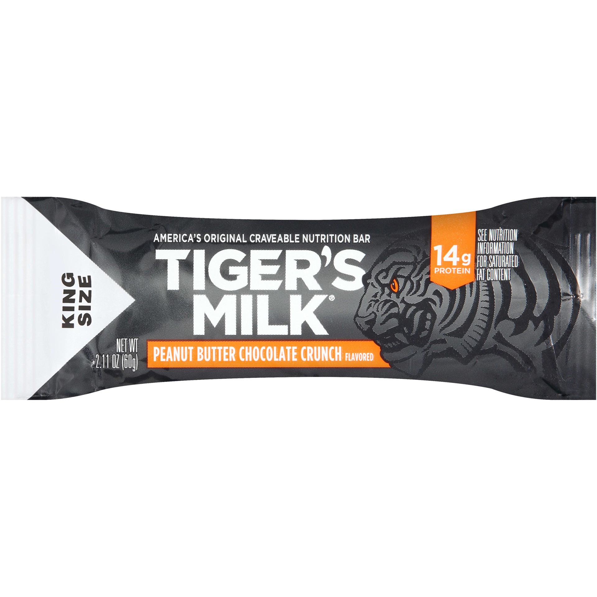 slide 1 of 6, Tiger's Milk Peanut Butter Chocolate Crunch Flavored Protein Nutrition Bar, 60 g, 60 gram