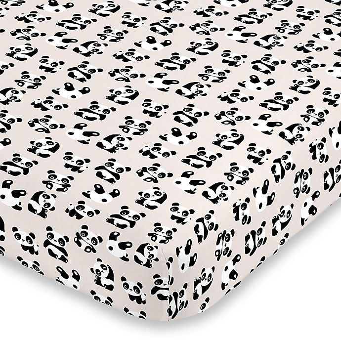 slide 1 of 3, NoJo Playful Panda Fitted Mini Crib Sheet - Taupe, 1 ct