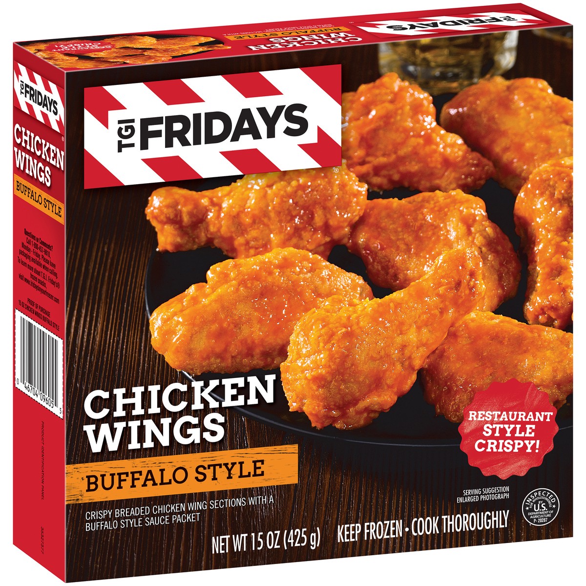 slide 4 of 9, T.G.I. Friday's Frozen Appetizers Buffalo Style Chicken Wings, 15 oz. Box, 15 oz