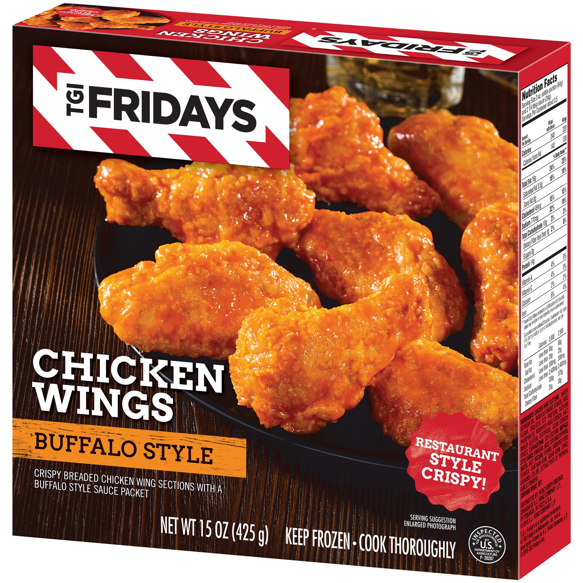 slide 5 of 5, T.G.I. Friday's Buffalo Style Chicken Wings, Frozen Appetizer, 15 oz Box, 15 oz