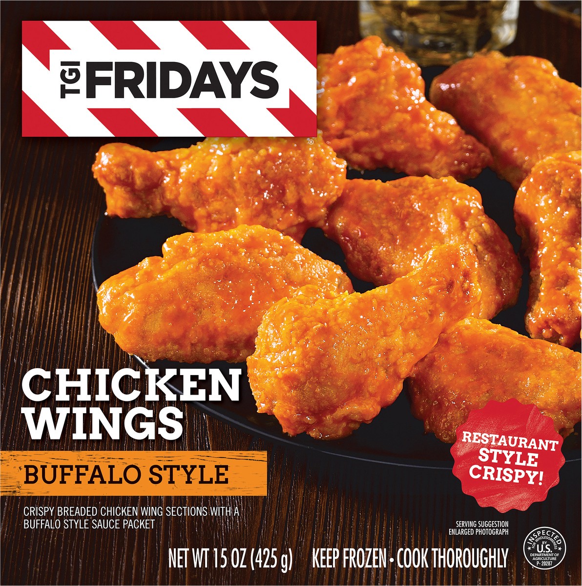 slide 8 of 9, T.G.I. Friday's Frozen Appetizers Buffalo Style Chicken Wings, 15 oz. Box, 15 oz