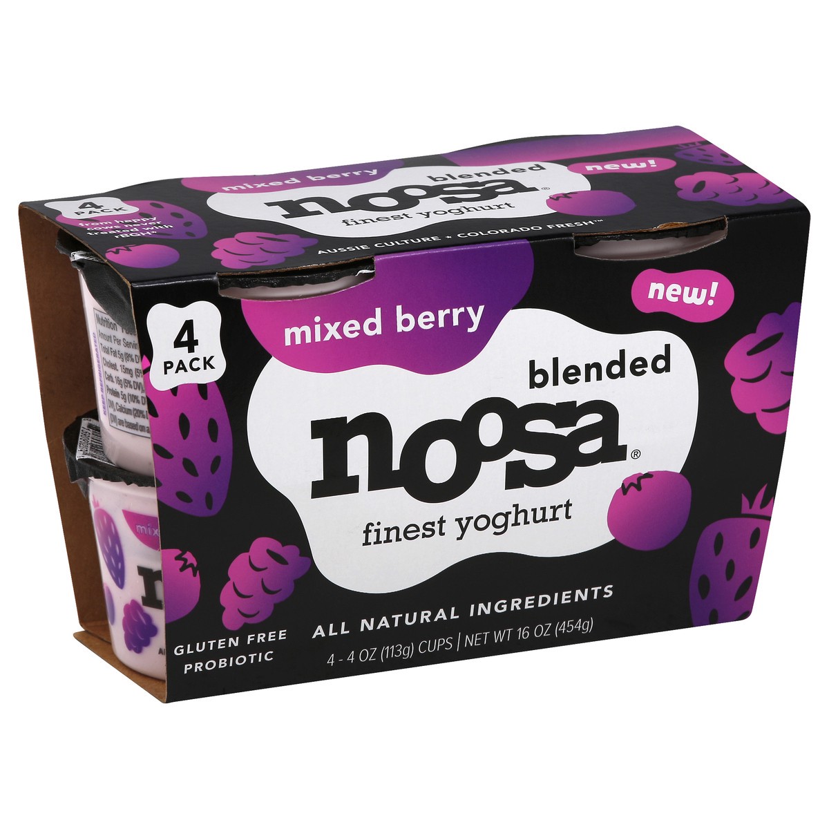 slide 3 of 9, Noosa Blended Mixed Berry Finest Yoghurt 4 - 4 oz Cups, 16 fl oz