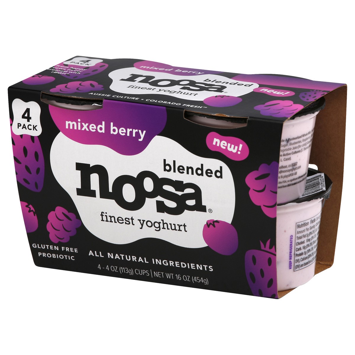 slide 7 of 9, Noosa Blended Mixed Berry Finest Yoghurt 4 - 4 oz Cups, 16 fl oz