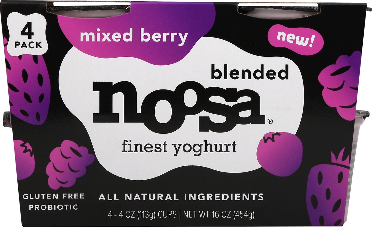 slide 5 of 9, Noosa Blended Mixed Berry Finest Yoghurt 4 - 4 oz Cups, 16 fl oz