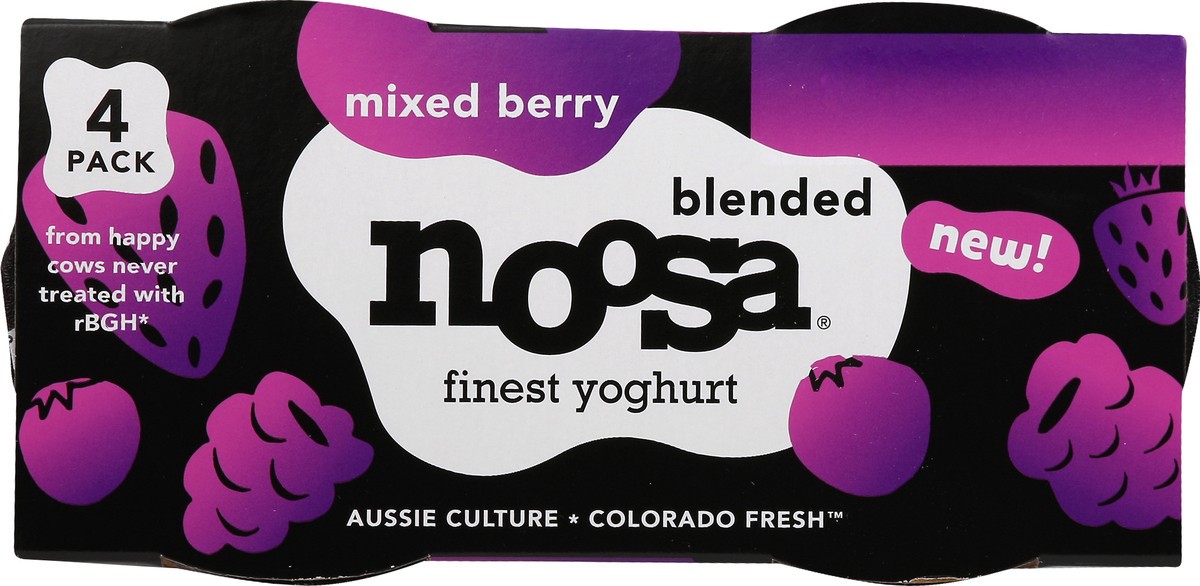 slide 4 of 9, Noosa Blended Mixed Berry Finest Yoghurt 4 - 4 oz Cups, 16 fl oz