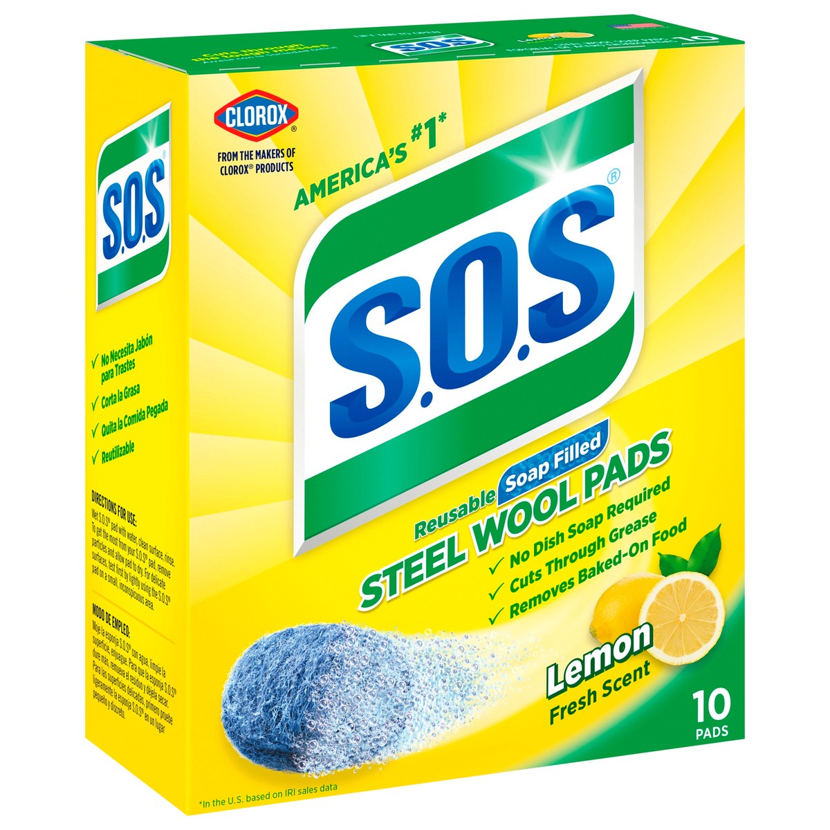 slide 5 of 12, Clorox S.O.S. Lemon Steel Wool Soap Pads, 10 ct