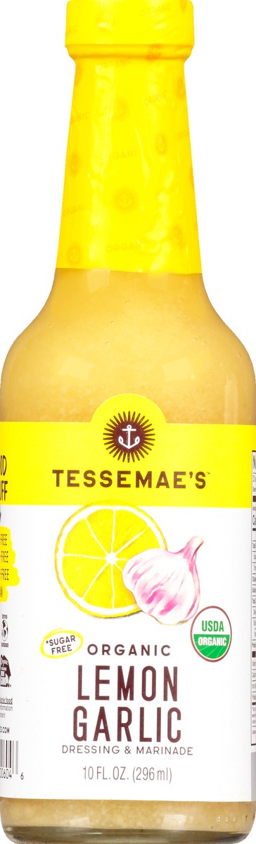 slide 1 of 12, Tessemae's Organic Lemon Garlic Dressing & Marinade 10 oz, 10 oz