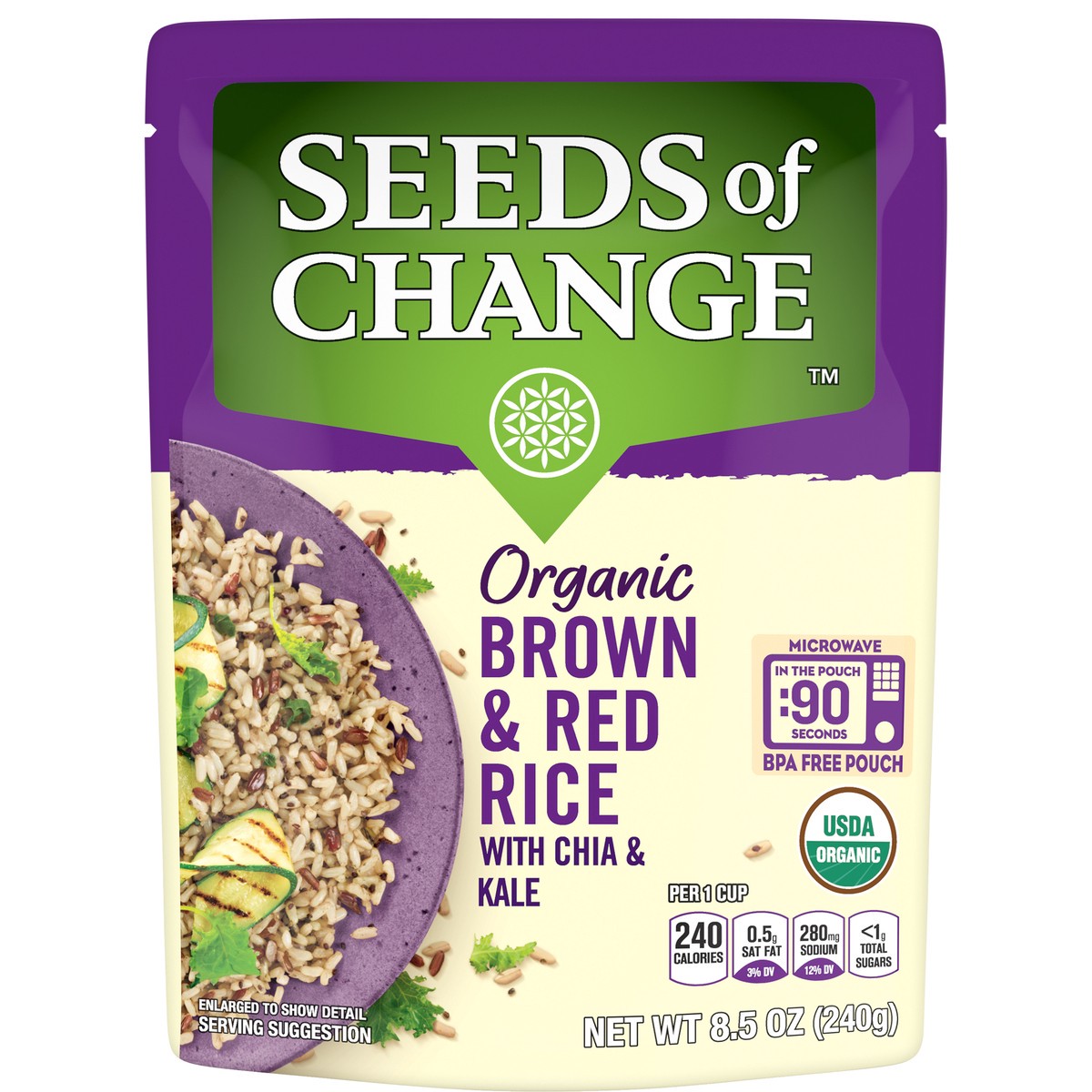 slide 1 of 1, Seeds of Change Organic Brown & Red Rice with Chia & Kale Mix Microwavable Pouch - 8.5oz, 8.5 oz