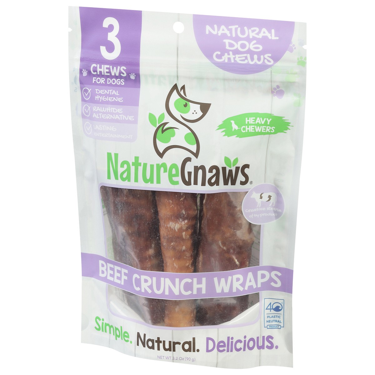 slide 3 of 4, Nature Gnaws Beef Crunch Wrap, Natural Dog Chew Treats, 3 ct
