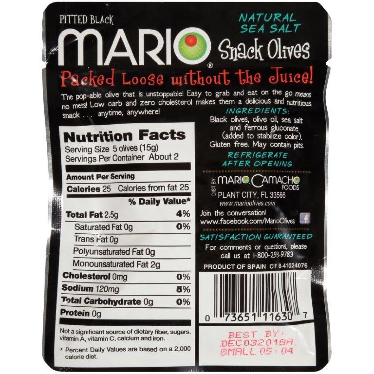 slide 13 of 21, Mario Ripe Pitted Snack Olive Seasoned with Natural Sea Salt, 1.05 oz