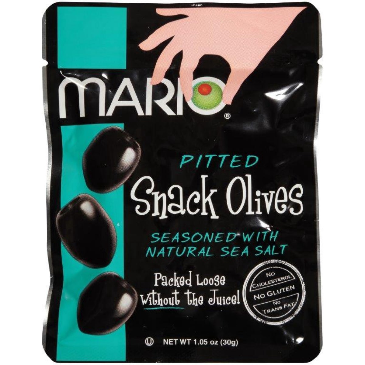 slide 1 of 21, Mario Ripe Pitted Snack Olive Seasoned with Natural Sea Salt, 1.05 oz