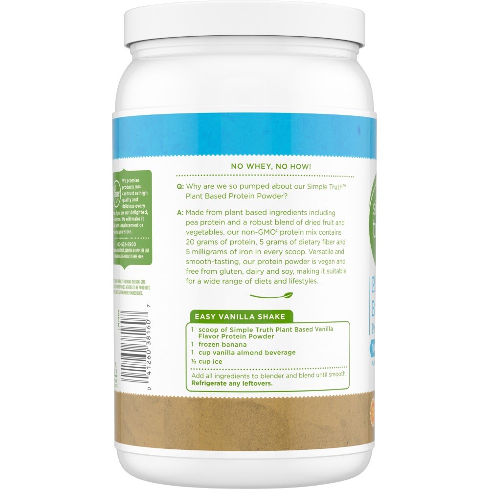 slide 1 of 3, Simple Truth Plant Based Vanilla Protein Powder, 21.6 oz