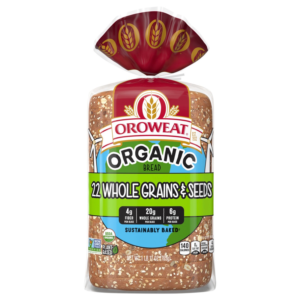 slide 1 of 7, Oroweat Organic 22 Whole Grains & Seeds Bread, 27 oz, Multigrain Bread, Bag, 27 oz
