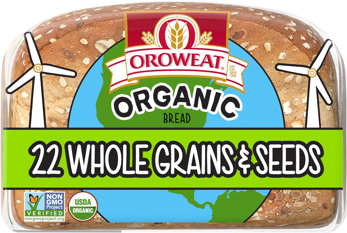 slide 4 of 7, Oroweat Organic 22 Whole Grains & Seeds Bread, 27 oz, Multigrain Bread, Bag, 27 oz