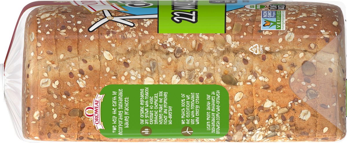 slide 5 of 7, Oroweat Organic 22 Whole Grains & Seeds Bread, 27 oz, Multigrain Bread, Bag, 27 oz