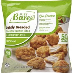 Just BARE Fully Cooked Lightly Breaded Chicken Breast Bites Family Pack