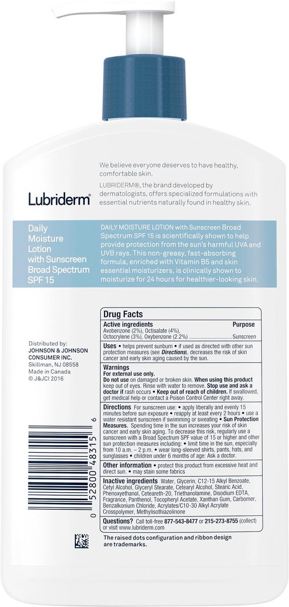 slide 9 of 11, Lubriderm Daily Moisture Lotion, Pro-Vitamin B5 & SPF 15, 13.5 fl. oz, 13.50 fl oz