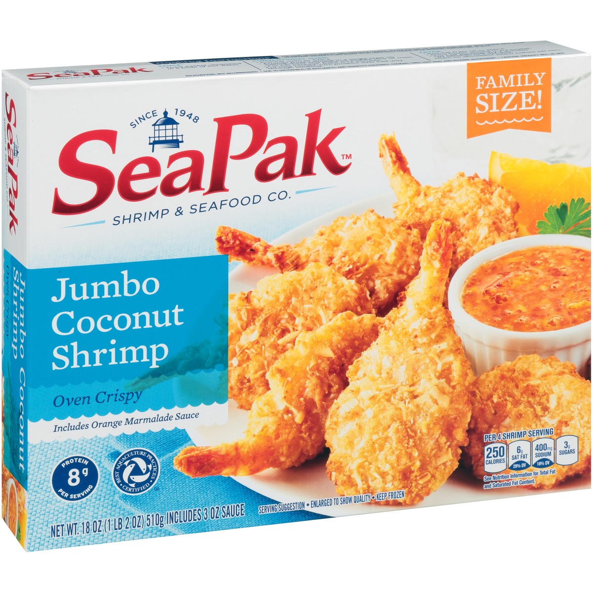 slide 3 of 9, SeaPak Shrimp & Seafood Co. Oven Crispy Jumbo Coconut Shrimp 18 oz. Box, 18 oz