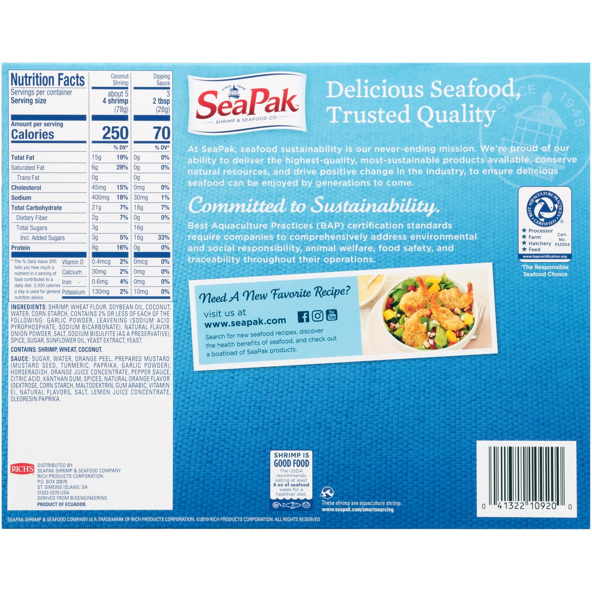 slide 9 of 9, SeaPak Shrimp & Seafood Co. Oven Crispy Jumbo Coconut Shrimp 18 oz. Box, 18 oz