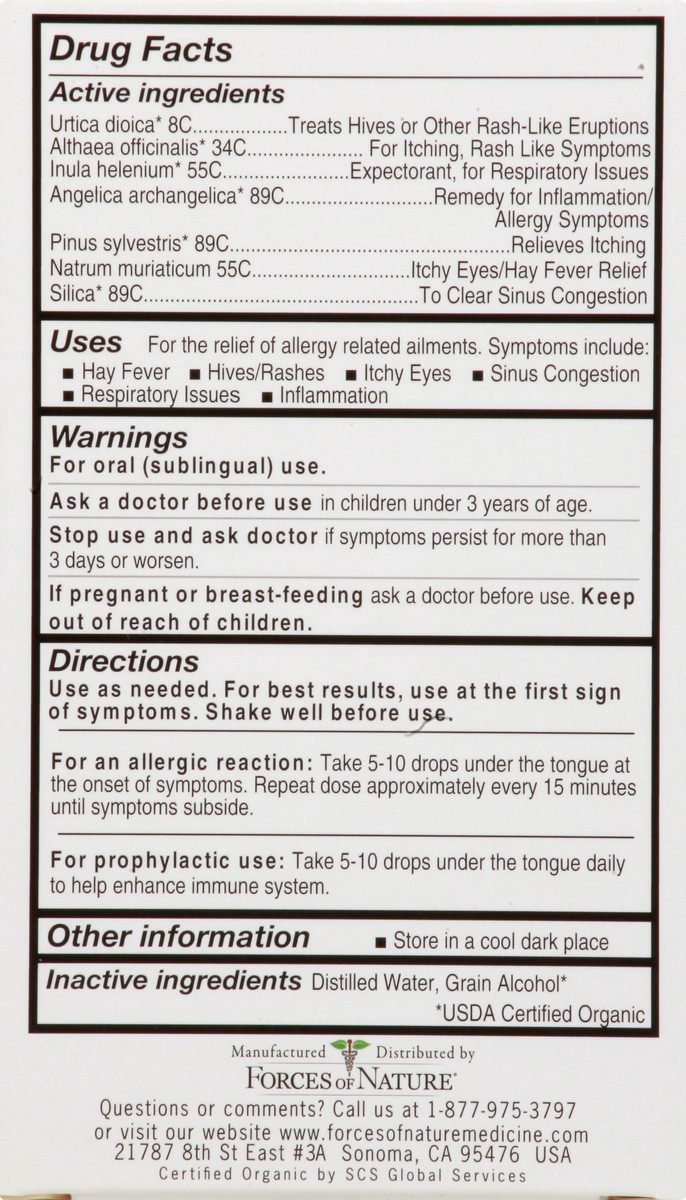 slide 9 of 9, Forces of Nature Allergy Organic Medicine 10 ml, 10 ml