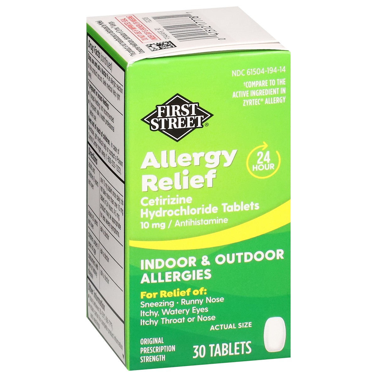 slide 2 of 16, First Street Fs Allrgy Rel Cetirizine Cmp Zyrtec, 30 ct