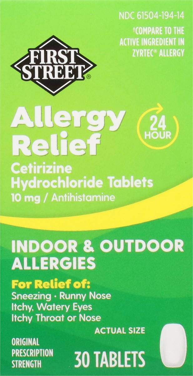 slide 7 of 16, First Street Fs Allrgy Rel Cetirizine Cmp Zyrtec, 30 ct