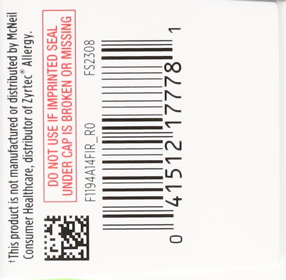 slide 8 of 16, First Street Fs Allrgy Rel Cetirizine Cmp Zyrtec, 30 ct