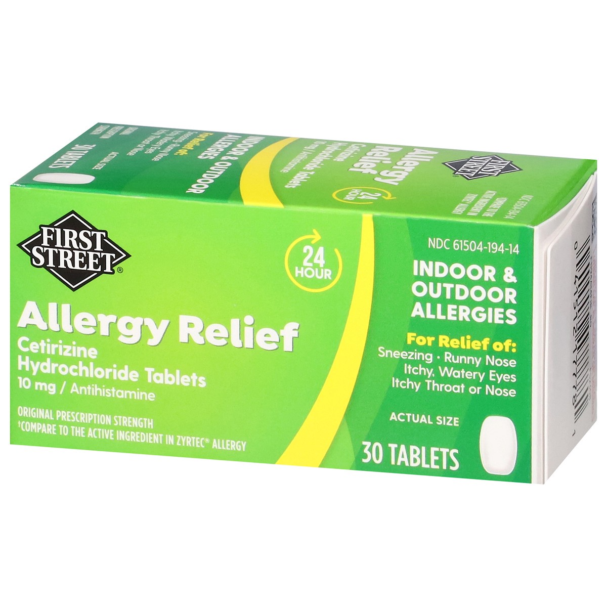 slide 4 of 16, First Street Fs Allrgy Rel Cetirizine Cmp Zyrtec, 30 ct