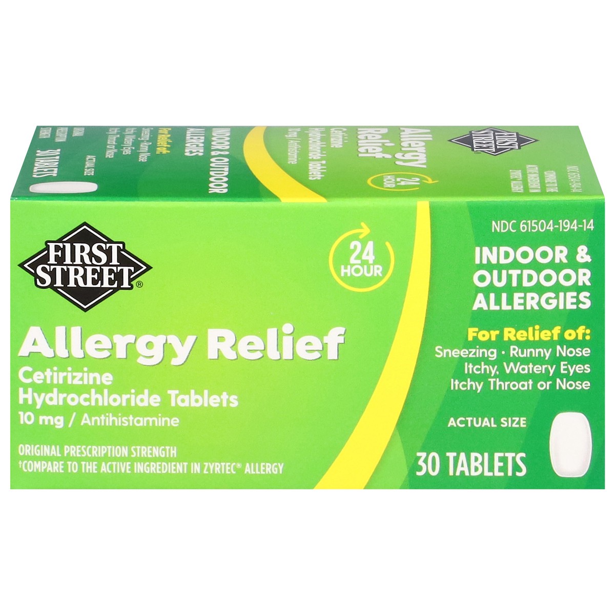 slide 6 of 16, First Street Fs Allrgy Rel Cetirizine Cmp Zyrtec, 30 ct