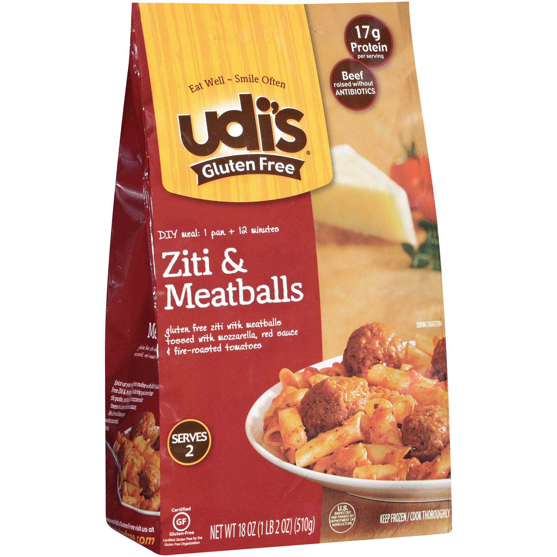 slide 2 of 5, Udi's Ziti & Meatballs 18 oz, 18 oz