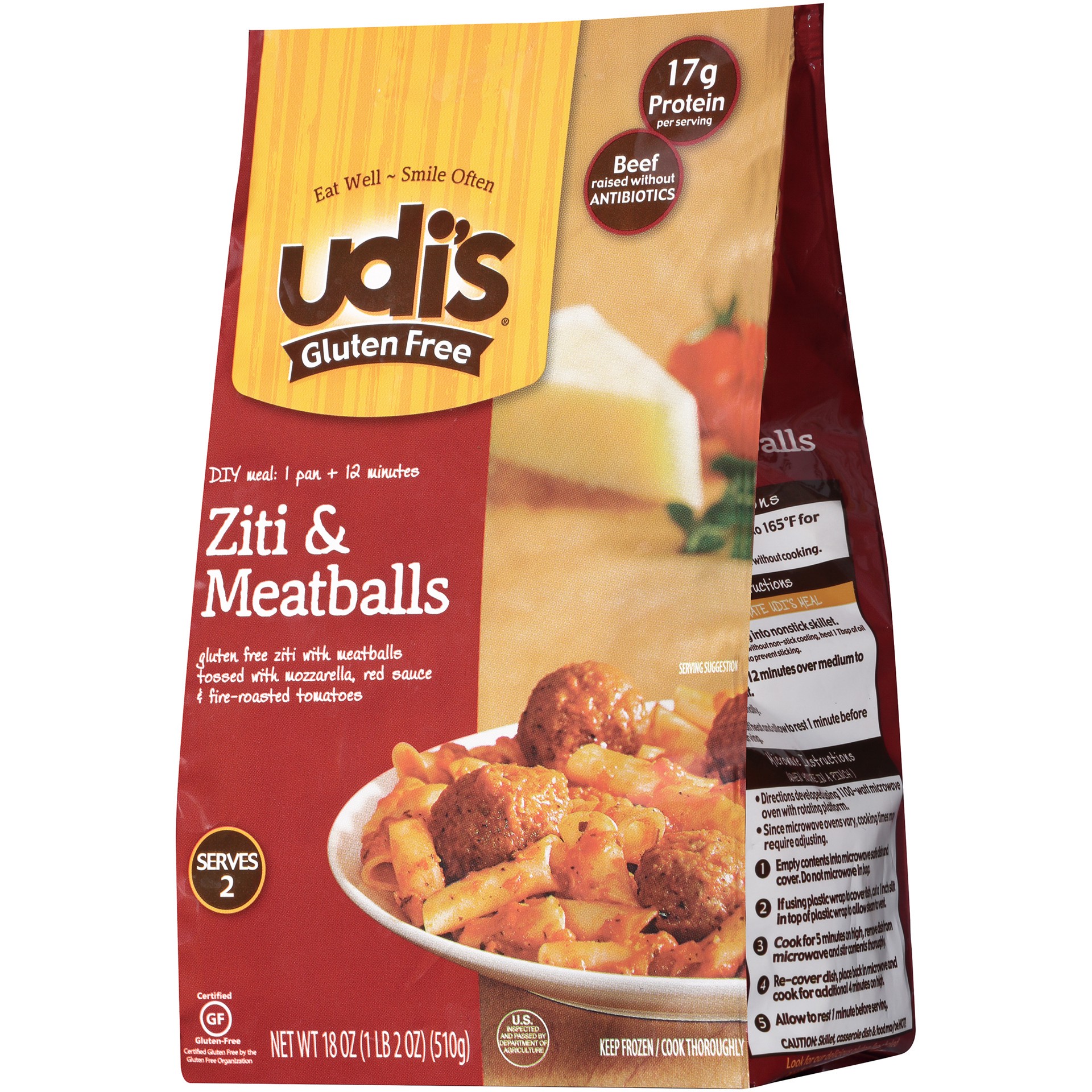 slide 4 of 5, Udi's Ziti & Meatballs 18 oz, 18 oz