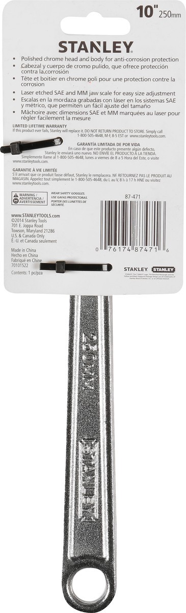 slide 8 of 8, STANLEY Adjustable Wrench, 10 Inch, 1 ct