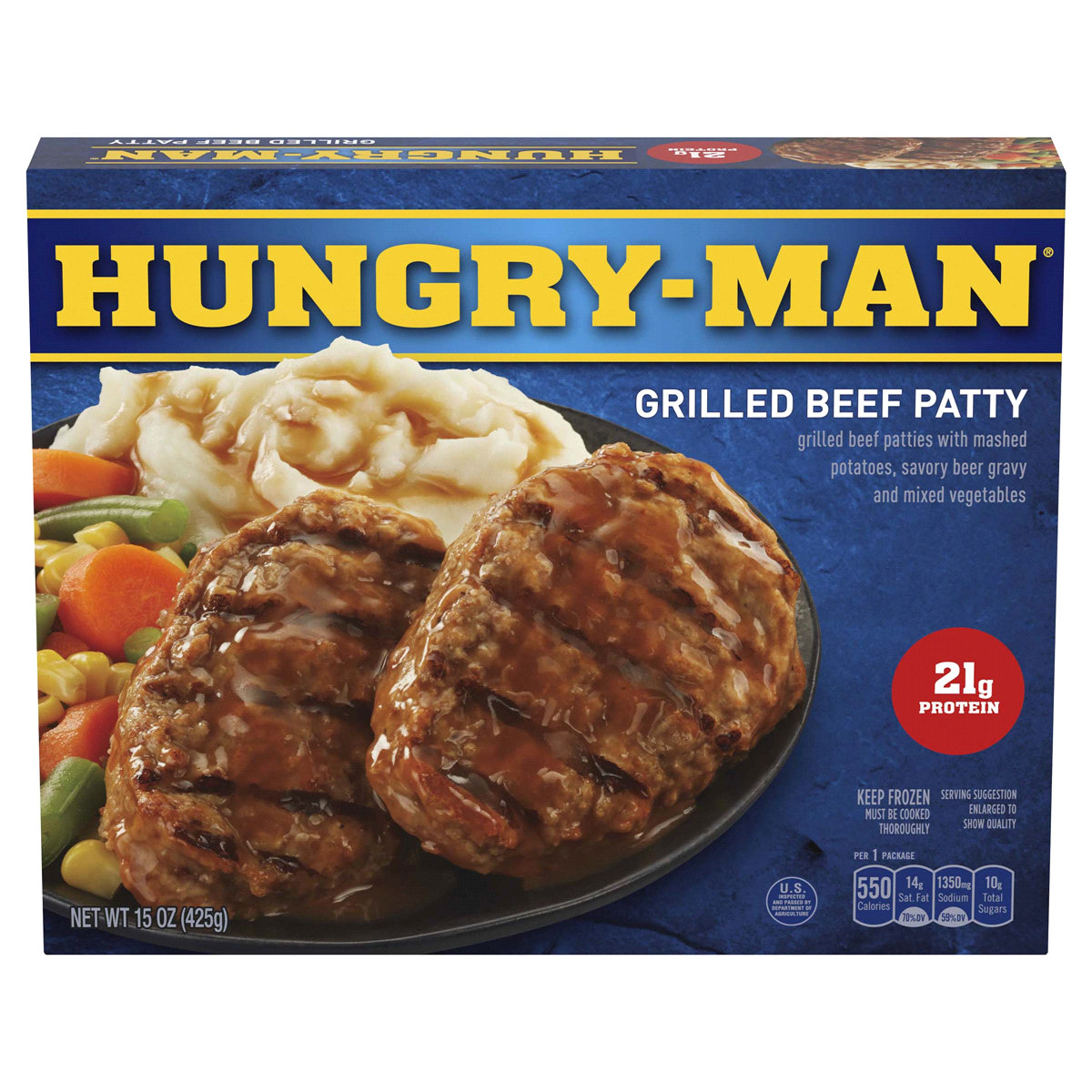 slide 1 of 10, Hungry-Man Hungryman Grilled Beef Patty, 15 oz