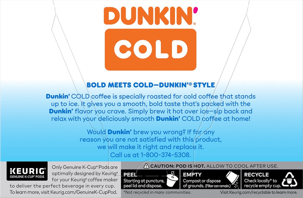 slide 4 of 10, Dunkin' Dunkin’ Cold Iced Coffee, Keurig K-Cup Pods, 10 Count Box, 10 ct