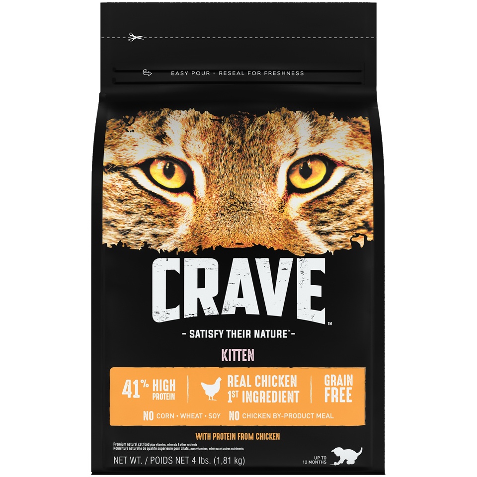 slide 1 of 1, CRAVE Grain Free with Protein from Chicken Dry Kitten Food, 4 lb