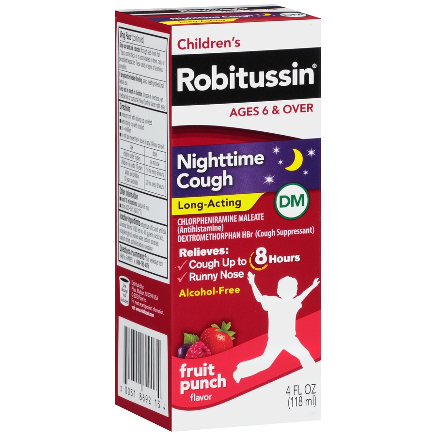 Robitussin Children's Nighttime Cough Fruit Punch Cold Relief Liquid 4