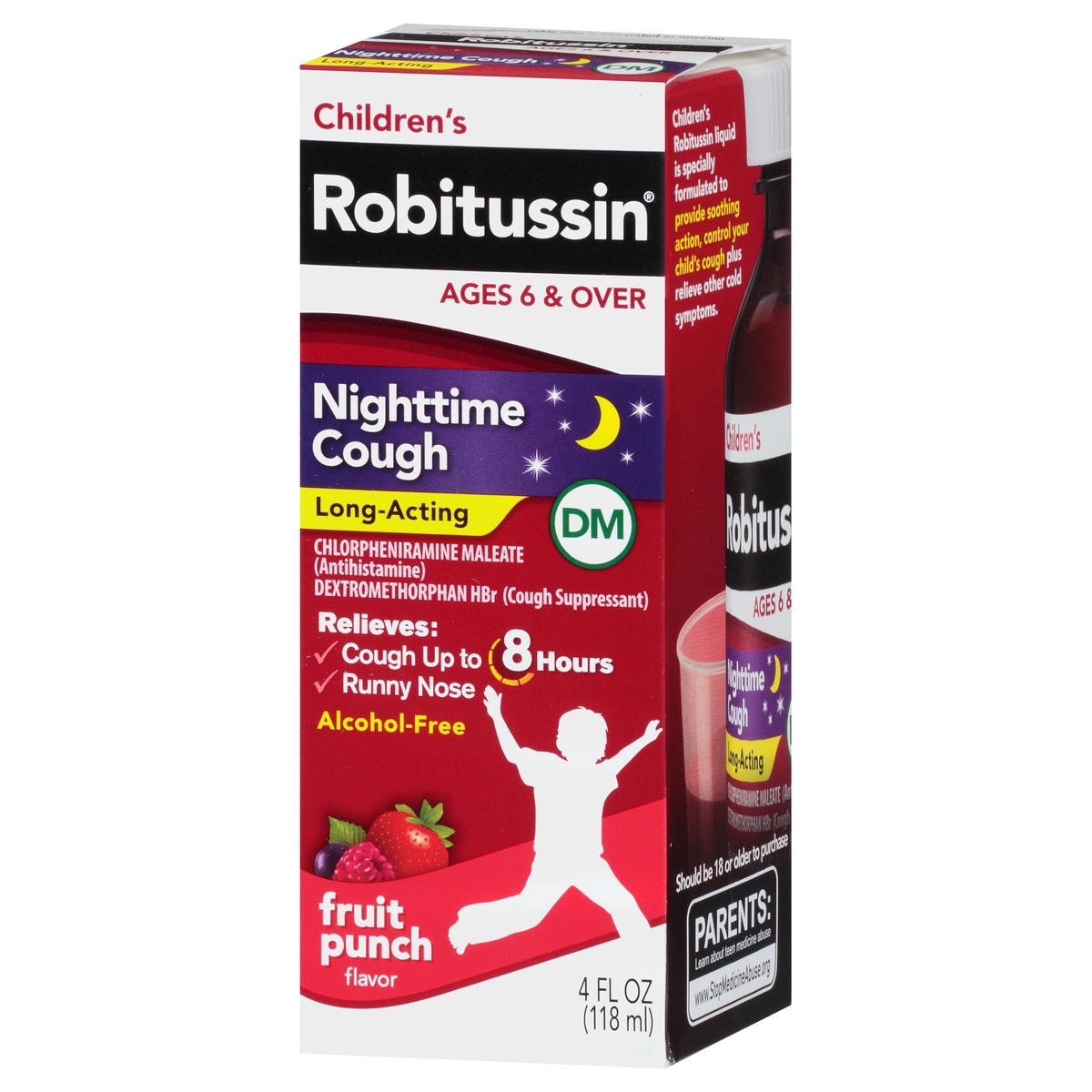 slide 6 of 13, Robitussin Children's Nighttime Cough Fruit Punch Cold Relief Liquid, 4 fl oz