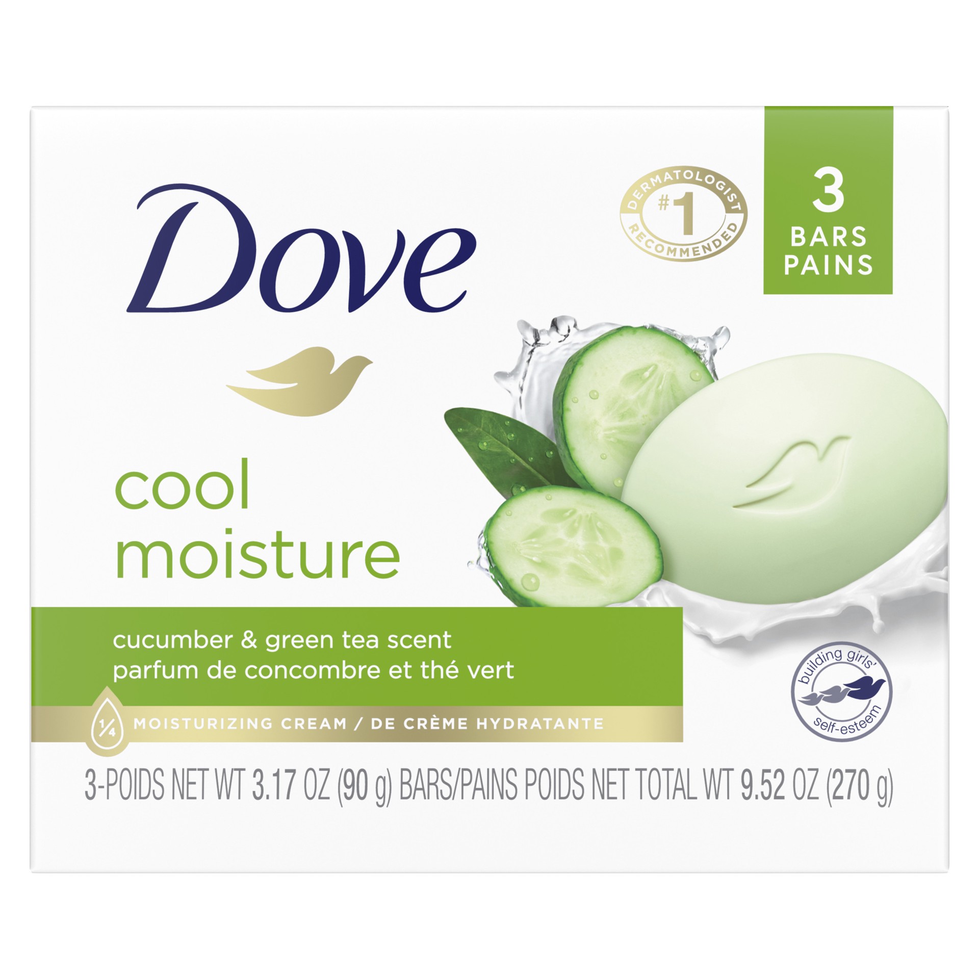 slide 1 of 4, Dove Skin Care Beauty Bar Cucumber and Green Tea, 3.17 oz, 3 Bars , 3.17 oz