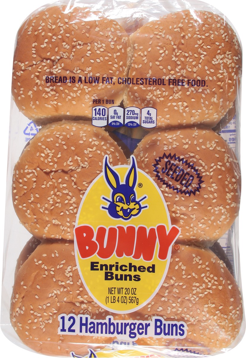 slide 2 of 9, Bunny Seeded Hamburger Buns 12 ea, 12 ct