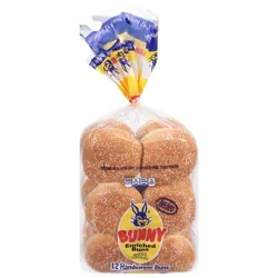 Bunny Seeded Hamburger Buns 12 Each