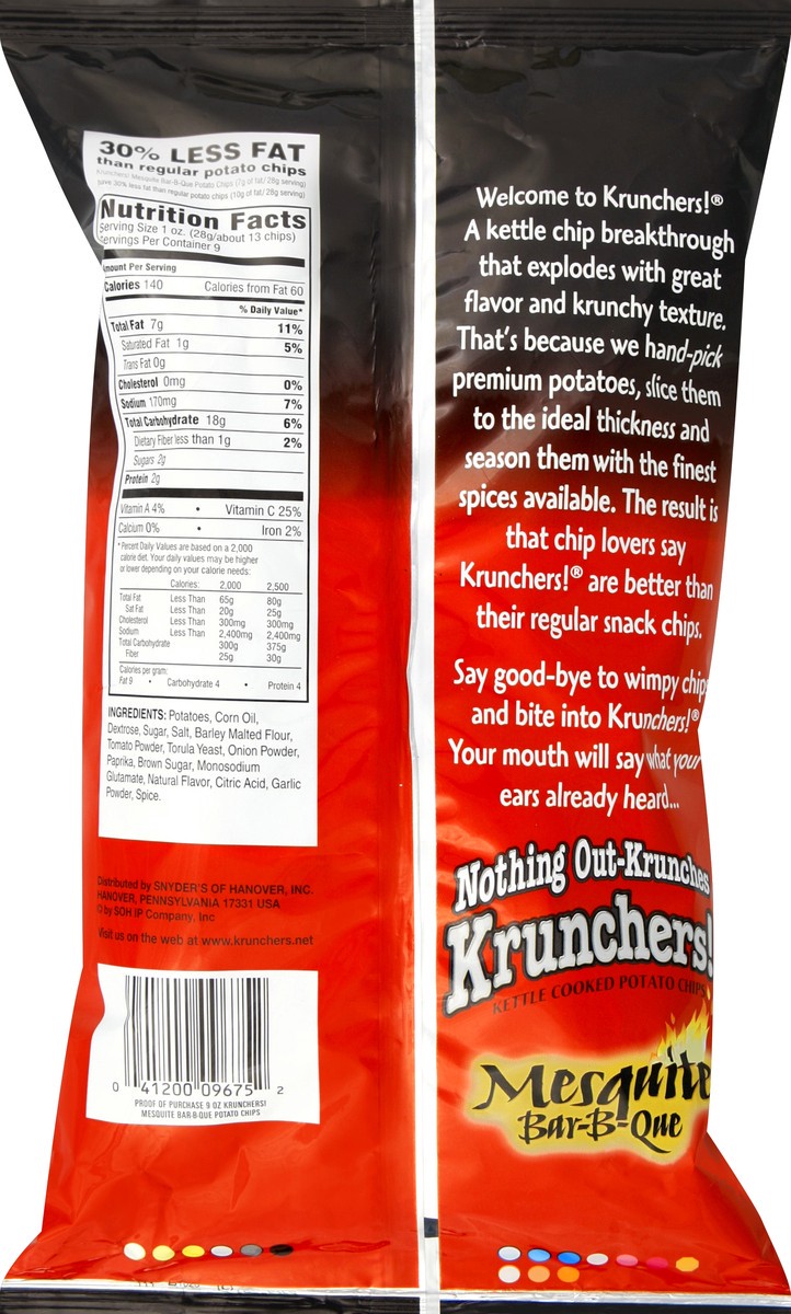 slide 6 of 6, Kruncher's Mesquite Bar-B-Que Kettle Cooked Potato Chips, 9 oz