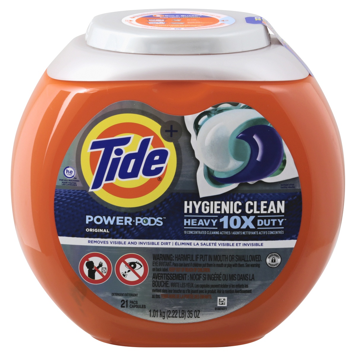 slide 1 of 3, Tide Hygienic Clean Heavy 10x Duty Power PODS Original Laundry Detergent Liquid Pacs, 21 ct