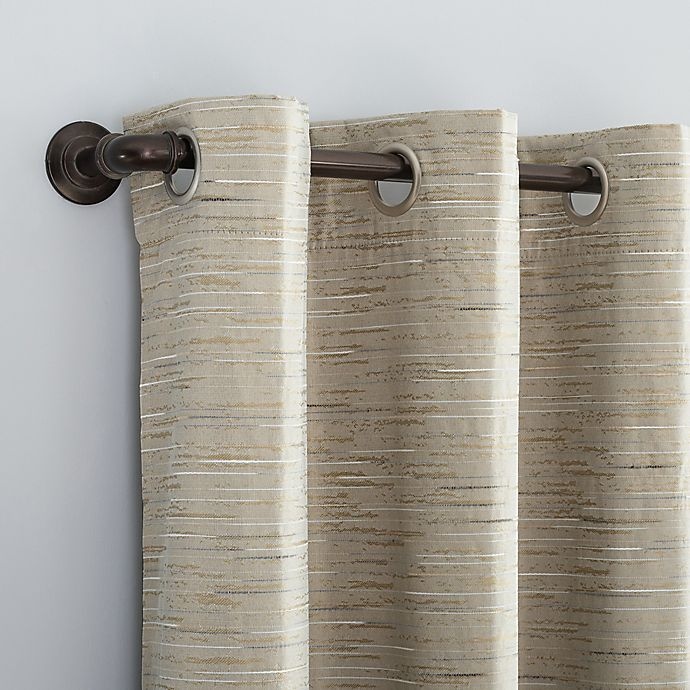 slide 3 of 8, Sun Zero Denver Distressed Stripe Total Blackout Curtain Panel - Gold (Single), 84 in