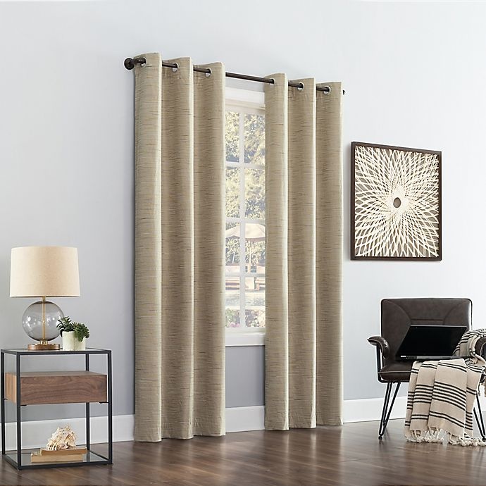 slide 5 of 8, Sun Zero Denver Distressed Stripe Total Blackout Curtain Panel - Gold (Single), 84 in