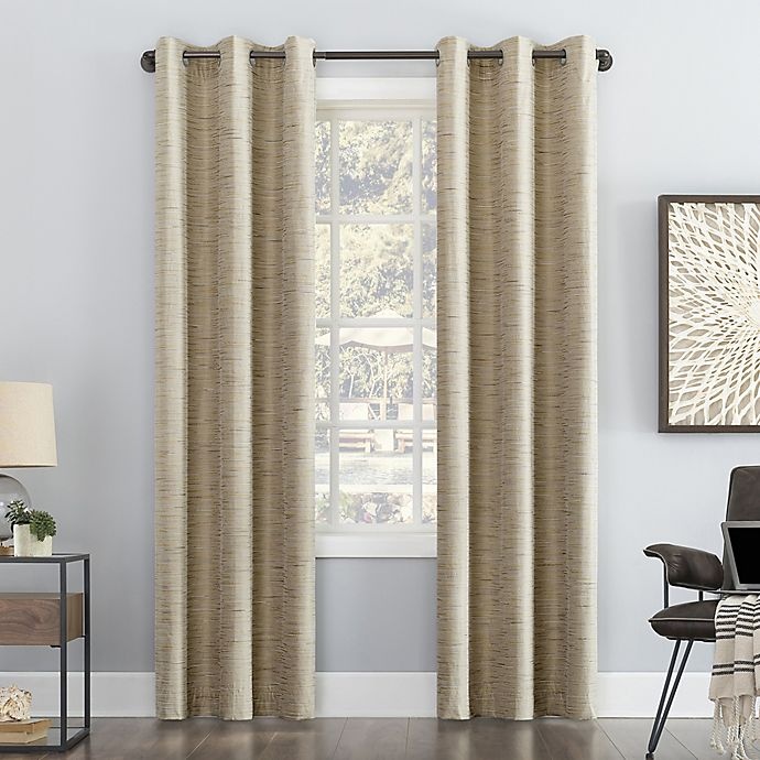 slide 1 of 8, Sun Zero Denver Distressed Stripe Total Blackout Curtain Panel - Gold (Single), 84 in