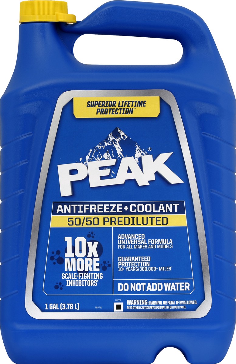 slide 5 of 6, Peak 50/50 Long Life Prediluted Antifreeze & Coolant, 1 gal