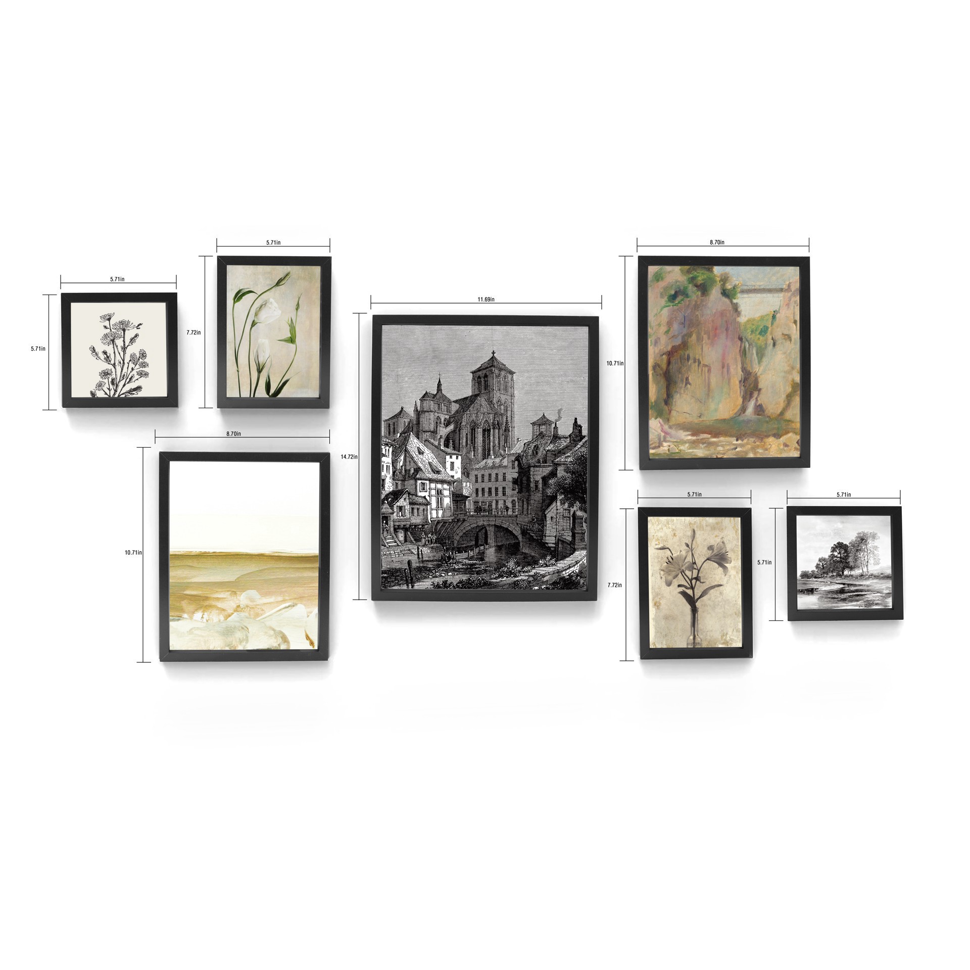slide 3 of 3, Black 7 Piece 123 Gallery Wall Frame Set By Studio Decor, 7 ct